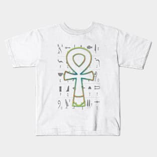 key of life - with hieroglyphic background Kids T-Shirt